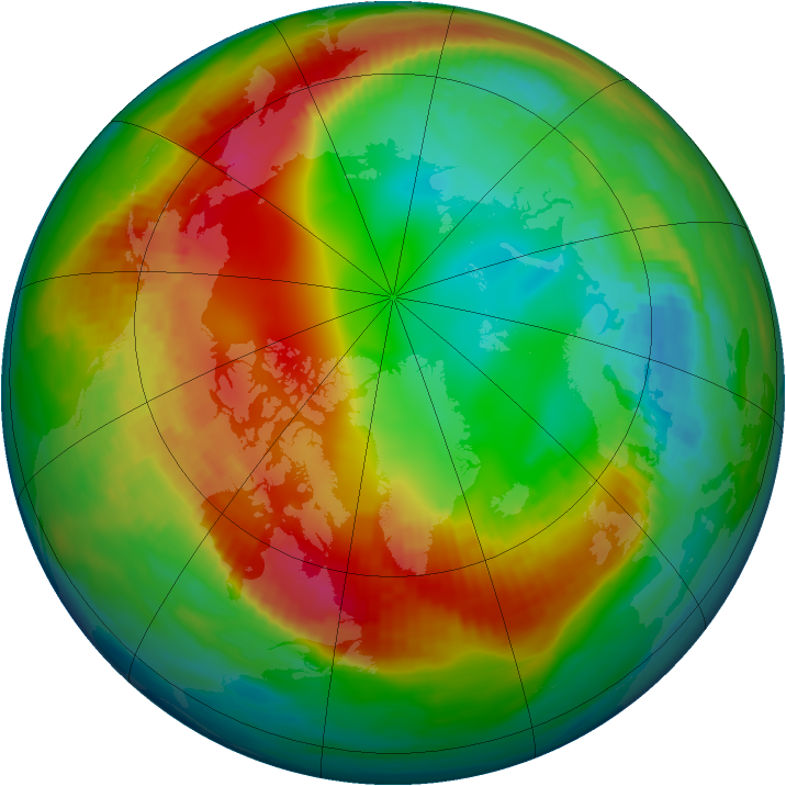 Arctic ozone map for 02 February 1990